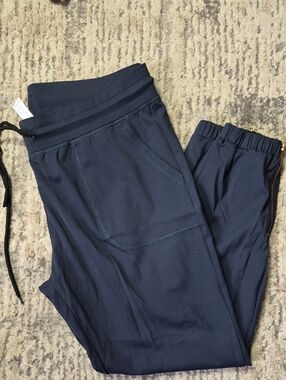 ZYIA Womans Navy Blue Performance Joggers With Zippers Activewear Casual Gym Lrg